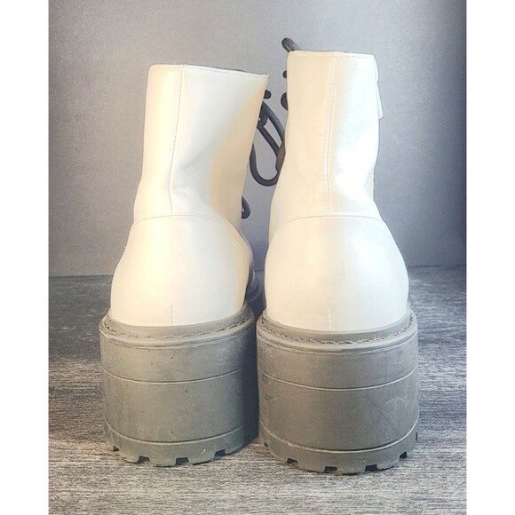 Skechers Women’s White Patent Leather Ankle Combat Goth Punk 90s Boots Size 9 - Picture 4 of 11